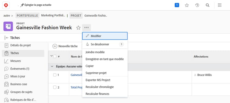 Se désabonner d’un projet