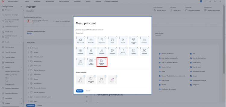 Accueil et Menu principal