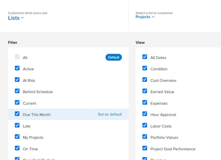 modèles de mise en page avec Définir comme valeur par défaut visible