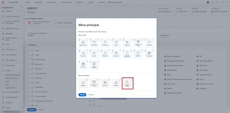Accueil et Menu principal