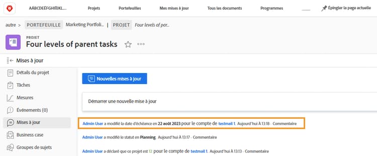 Met à jour la section