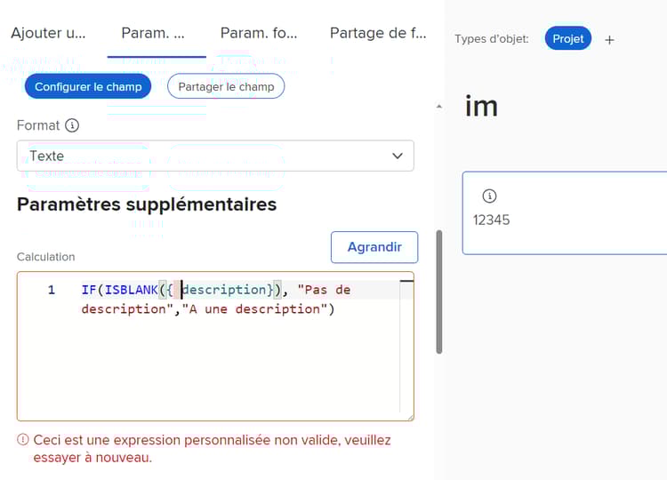 Erreur avec l’espacement entre le nom du champ et l’accolade