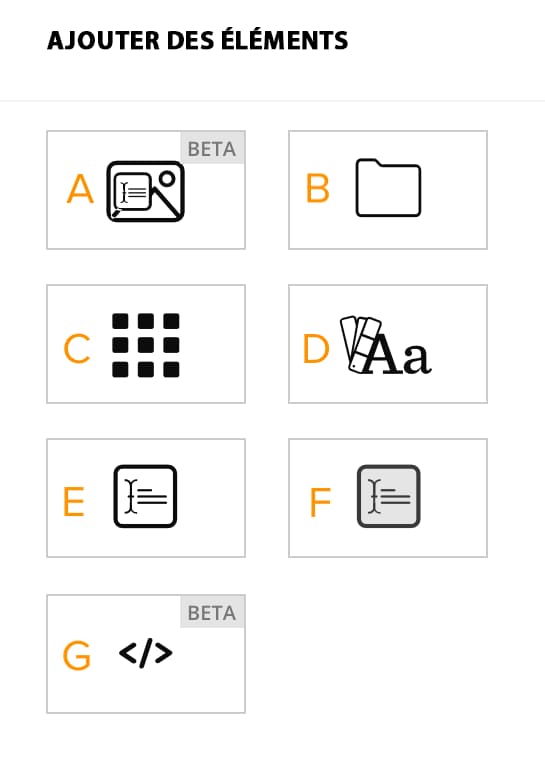 Capture d’écran des widgets disponibles pour votre page d’accueil Brand Connect