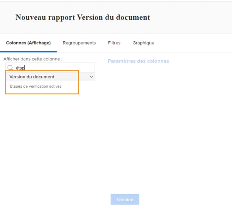 Onglet Filtres de Report Builder