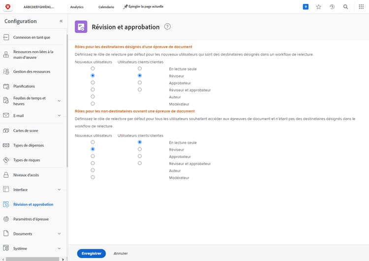 Paramètres de révision et d’approbation dans Workfront
