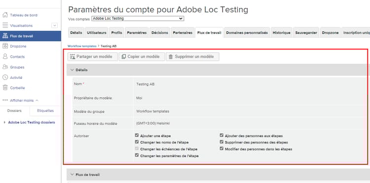 Fenêtre des détails du modèle