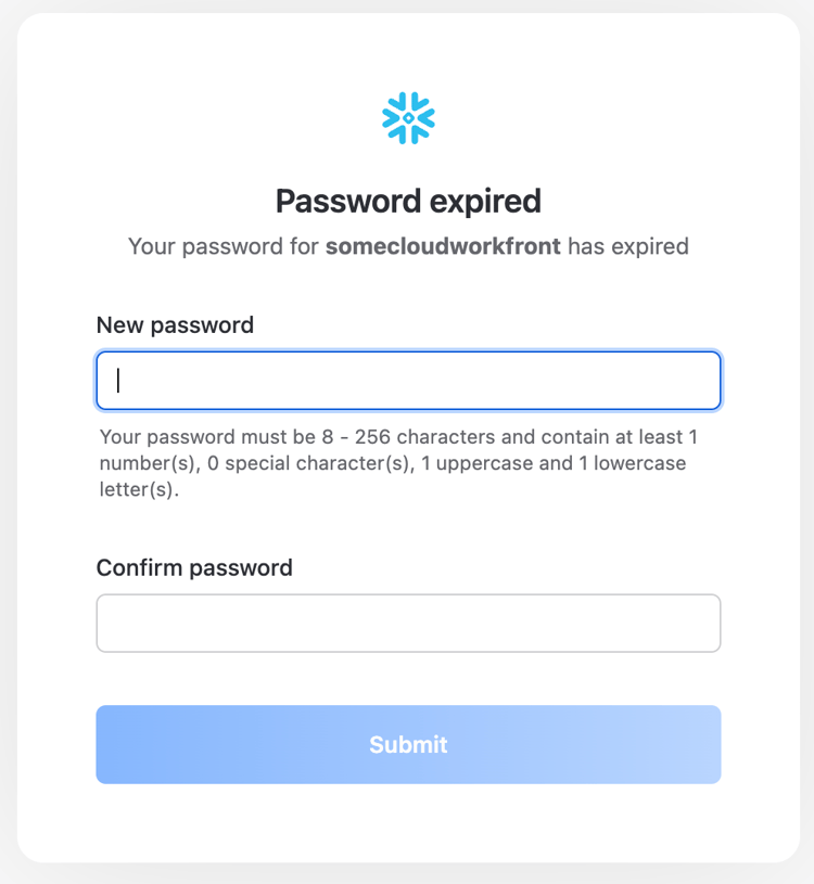 Réinitialiser le mot de passe Snowflake