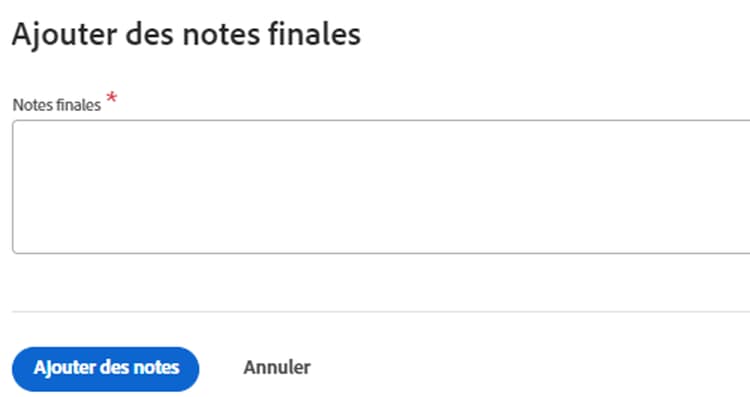 Ajout d’une zone de notes de fermeture