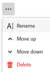 Autres options de menu pour la section sur la page d’enregistrement