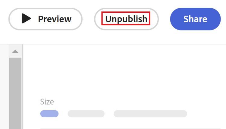 Bouton Dépublier mis en surbrillance