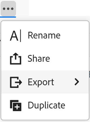 Menu Afficher plus sur une vue d’enregistrement