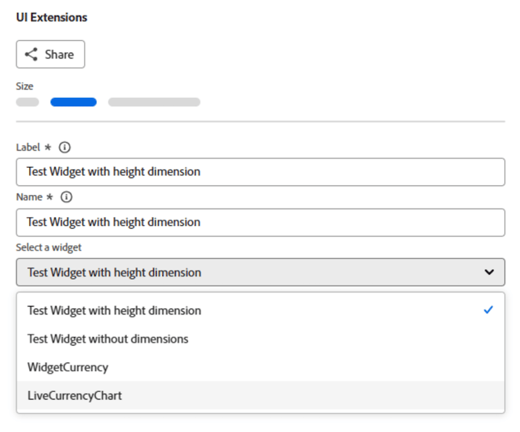 Champ Extensions de l’interface utilisateur dans un formulaire personnalisé