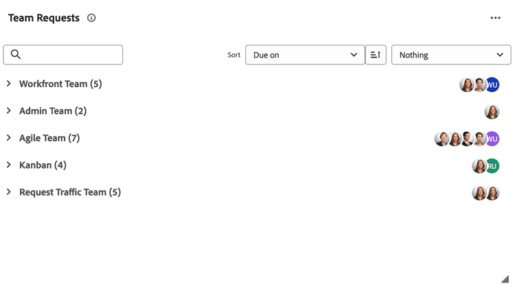 Widget de requête d’équipe