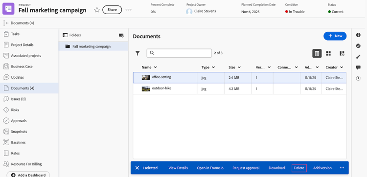 supprimer des documents