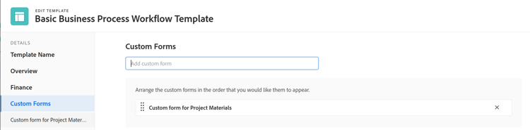 Section Modifier le modèle de Forms personnalisé
