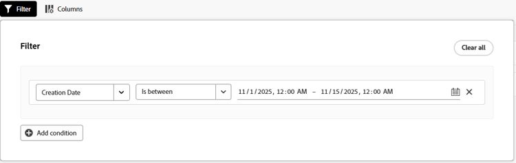Filtrer la liste d’instantanés