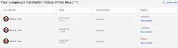 Historique d’installation des plans directeurs