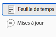 Panneau de gauche de la feuille de temps