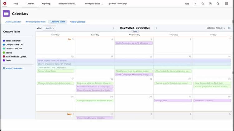 Comprendre les options supplémentaires de rapport de calendrier