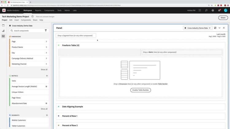 Utiliser les mesures dans un tableau à structure libre