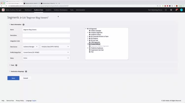 Présentation des segments dans la plateforme des données clients en temps réel pour les utilisateurs d’Audience Manager