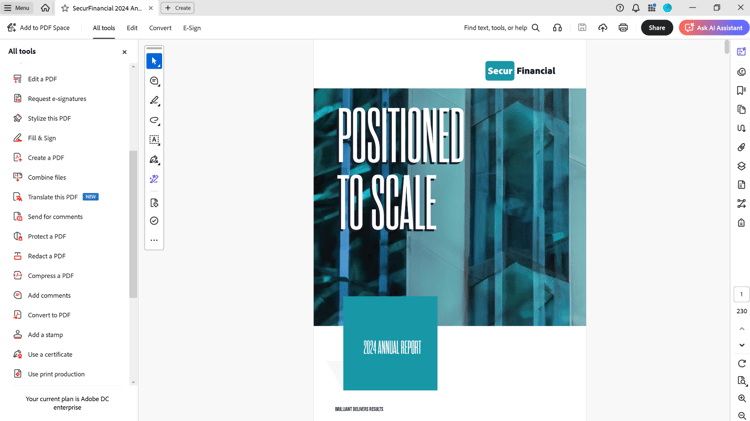 Capture d’écran du menu Tous les outils