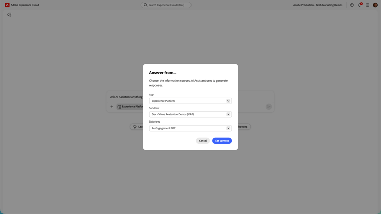 Capture d'écran du contexte de l'application