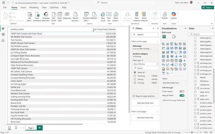 Power BI-Desktop, der Datumsbereichsnamen zum Filtern verwendet