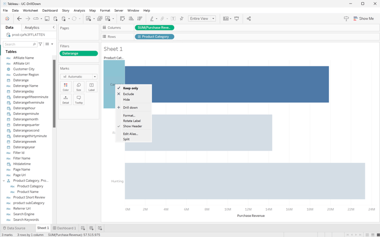 Tableau drill down