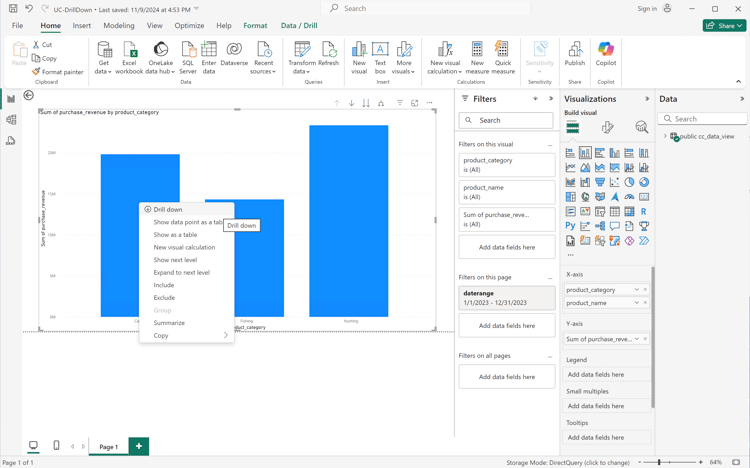 Power BI drill down