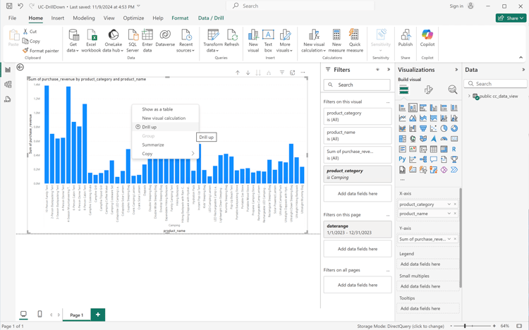 Power BI drill up