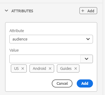 attributes panel with multiple attributes