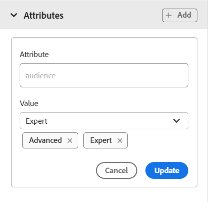 attributes panel with multiple attributes