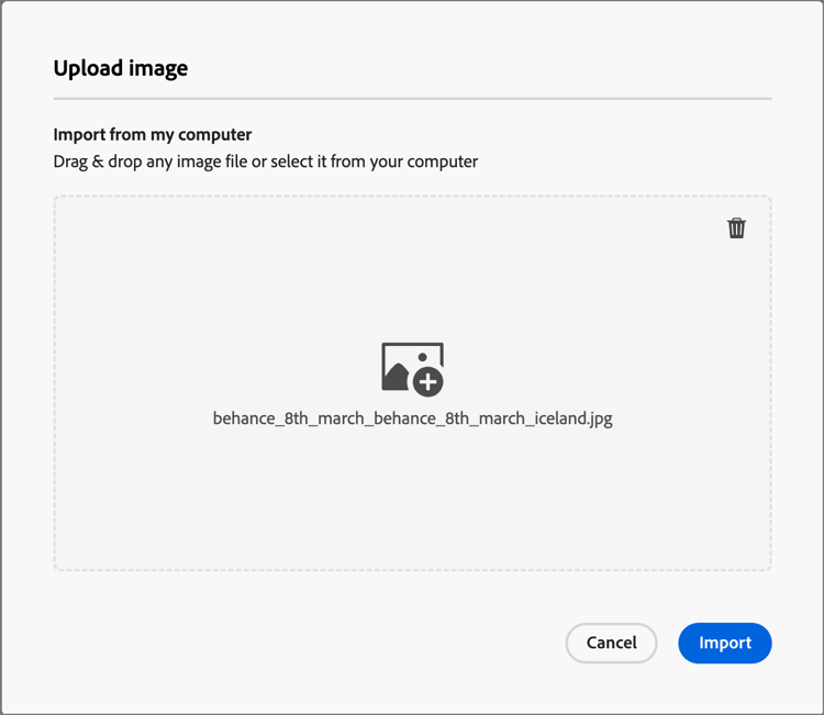 Import an image file to the