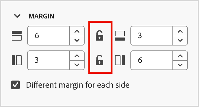 Set independent margins