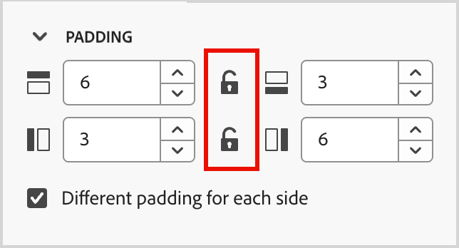Set independent padding