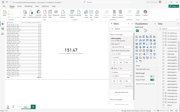 Power BI Desktop の複数カウントの個別テーブル