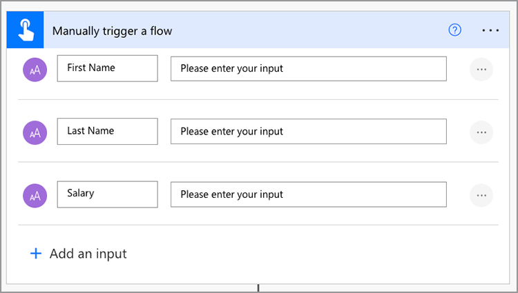 Attivazione in Power Automate con campi parametro