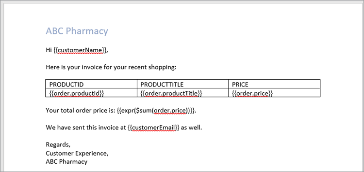 Schermata dei tag nel documento Microsoft Word