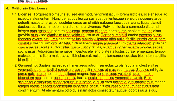 Schermata del testo specifico dello stato