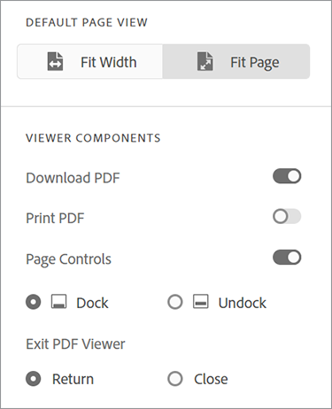 Immagine delle opzioni di incorporamento di PDF