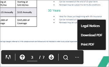 Schermata con le opzioni di download e stampa