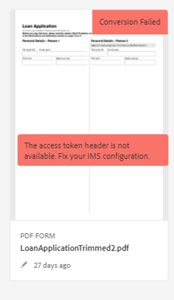 L’intestazione del token di accesso non è disponibile