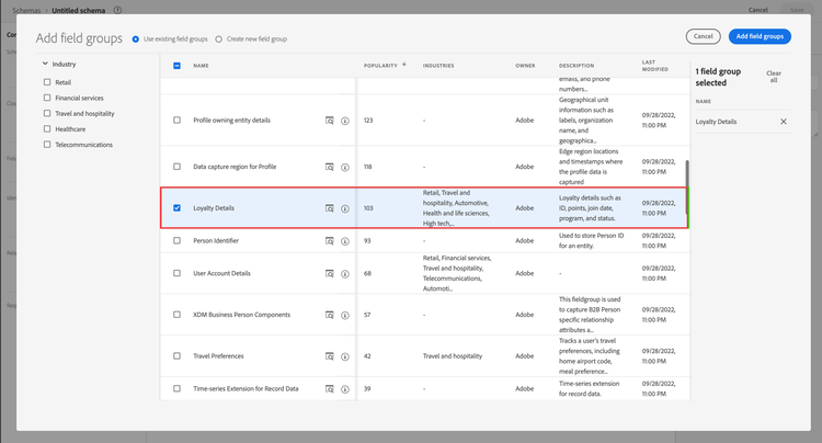 AEP Web SDK ExperienceEvent fieldgroup