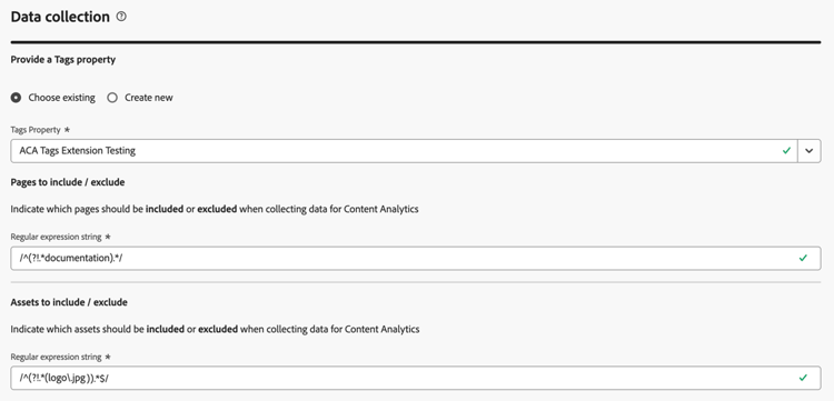 Tag esistente nella raccolta dati di analisi dei contenuti