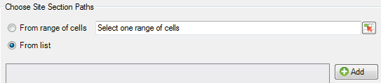 Schermata che mostra le opzioni da scegliere da un intervallo di celle o da un elenco.
