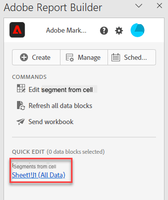 Segmenti dal collegamento di cella che mostrano Sheet1!J1 (Tutti i dati)