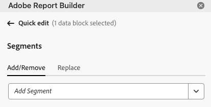 Campo Aggiungi segmenti.