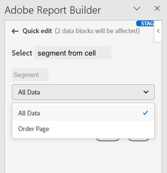 Menu a discesa Segmenti