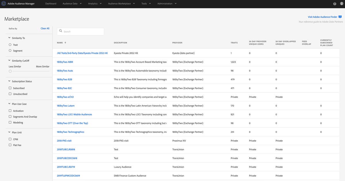 Audience Marketplace per gli acquirenti di dati Adobe Audience Manager